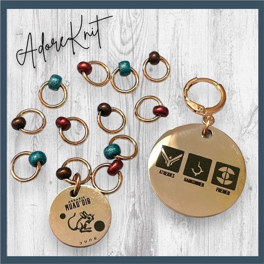 Arrakis Muad'Dib Progress and Stitch Markers - AdoreKnit