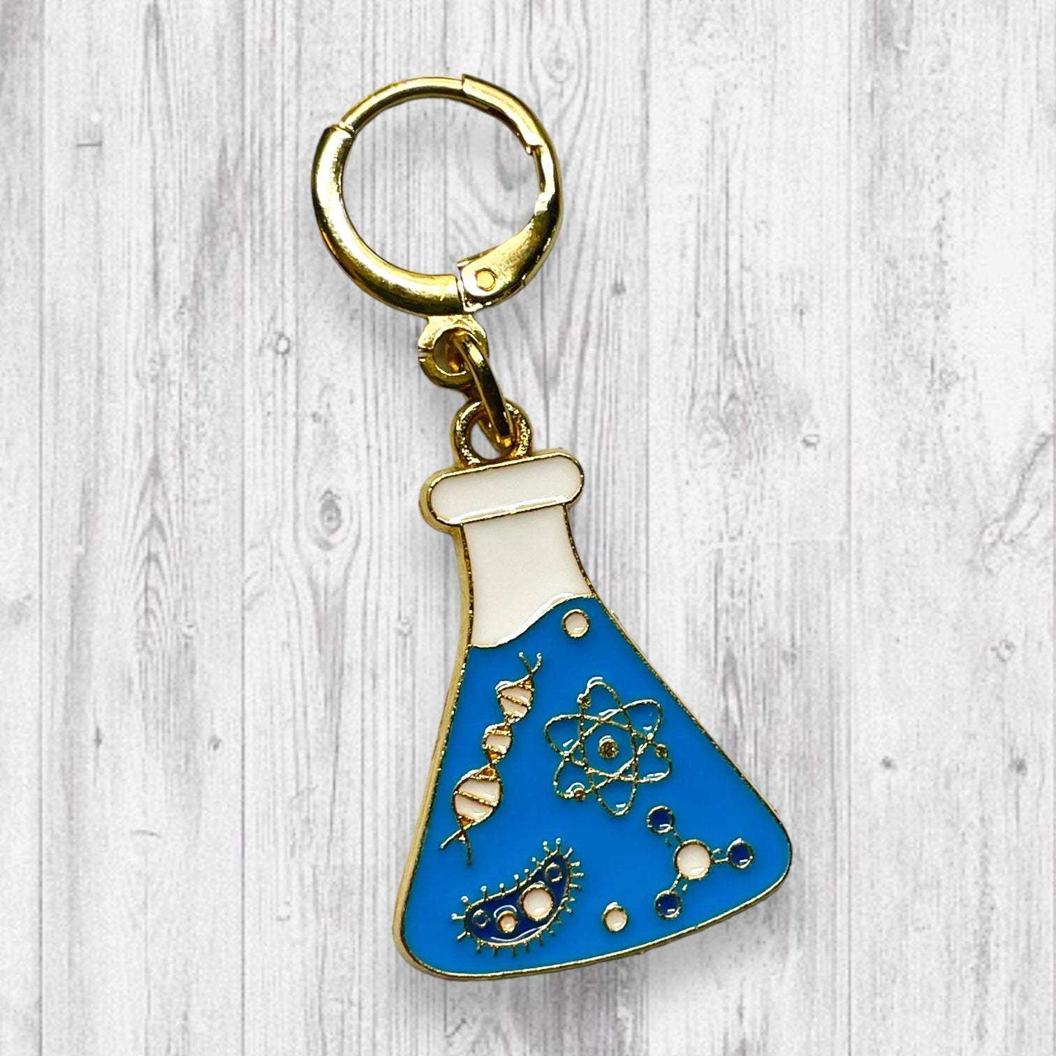 Glass Half Full of Science Progress and Stitch Markers - AdoreKnit