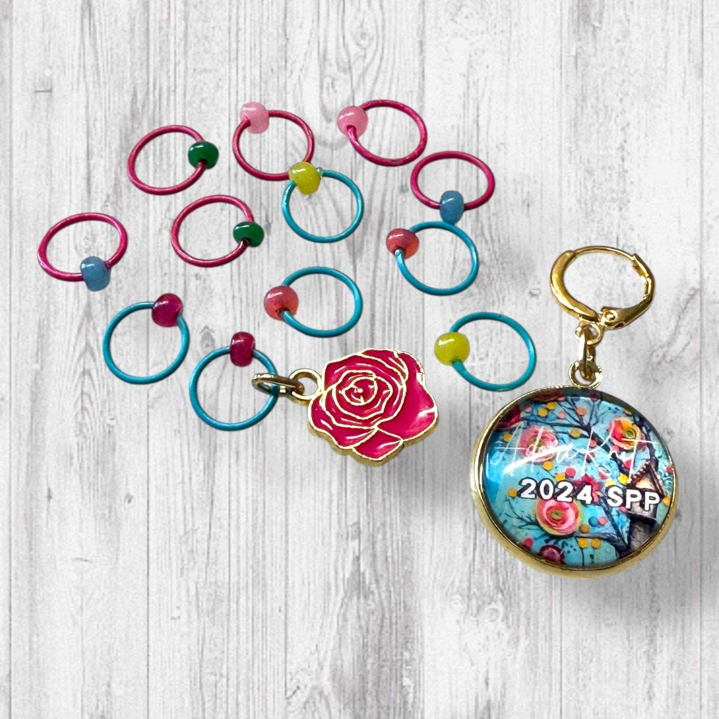 2025 Exclusive Splash Pad Party Cottage Blooms Collection Progress and Stitch Marker Set