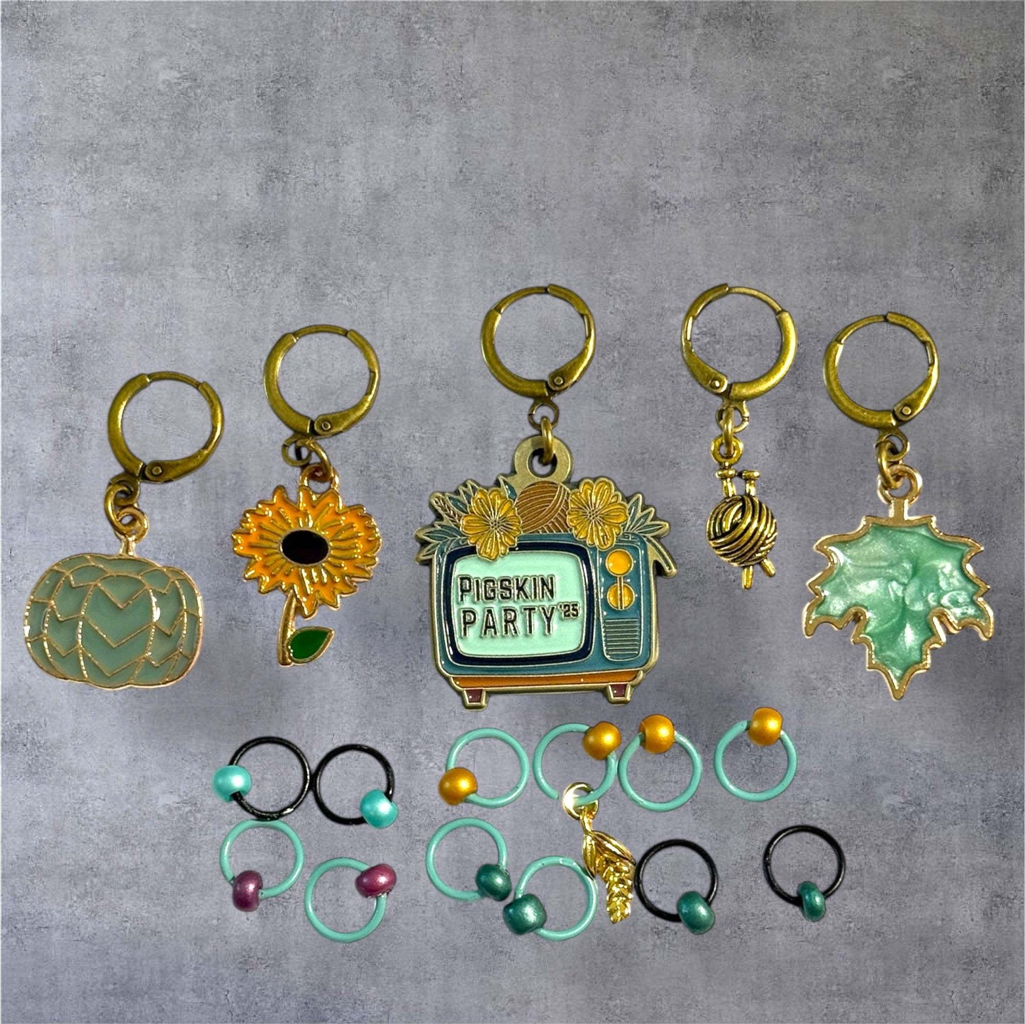 AdoreKnit 2025 Exclusive Pigskin Party Progress & Stitch Marker Set