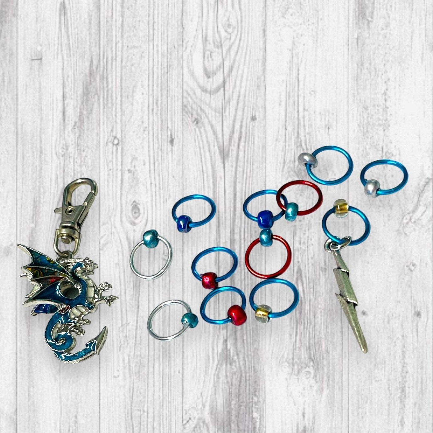 Dragons Exist Progress and Stitch Markers blue - AdoreKnit