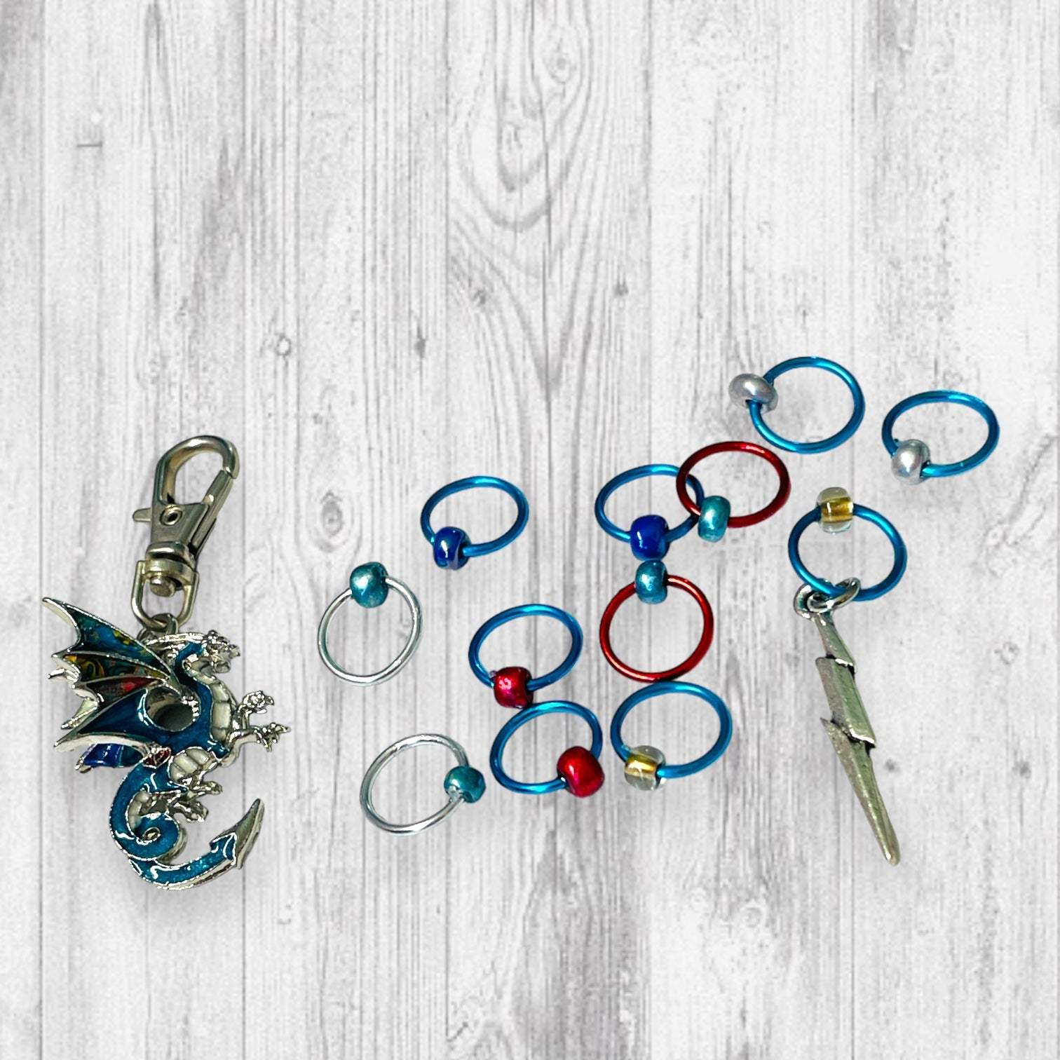 Dragons Exist Progress and Stitch Markers blue - AdoreKnit