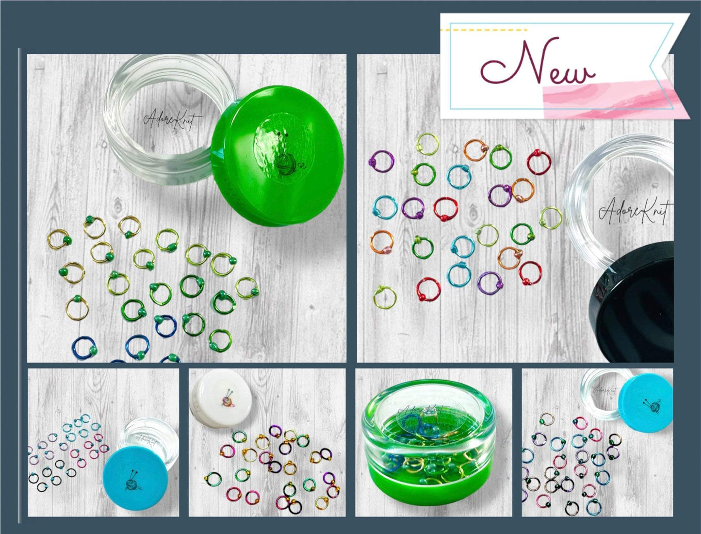 Sock Knitter's Companion Tiny Stitch Markers with Marker Container Green with Lustrous Green