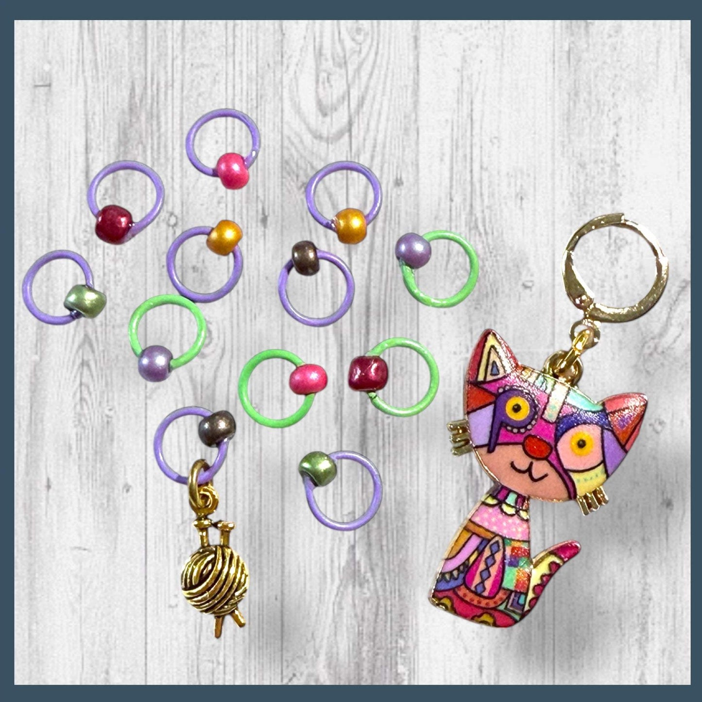 Cat Yarnival in the Yard Progress and Stitch Markers