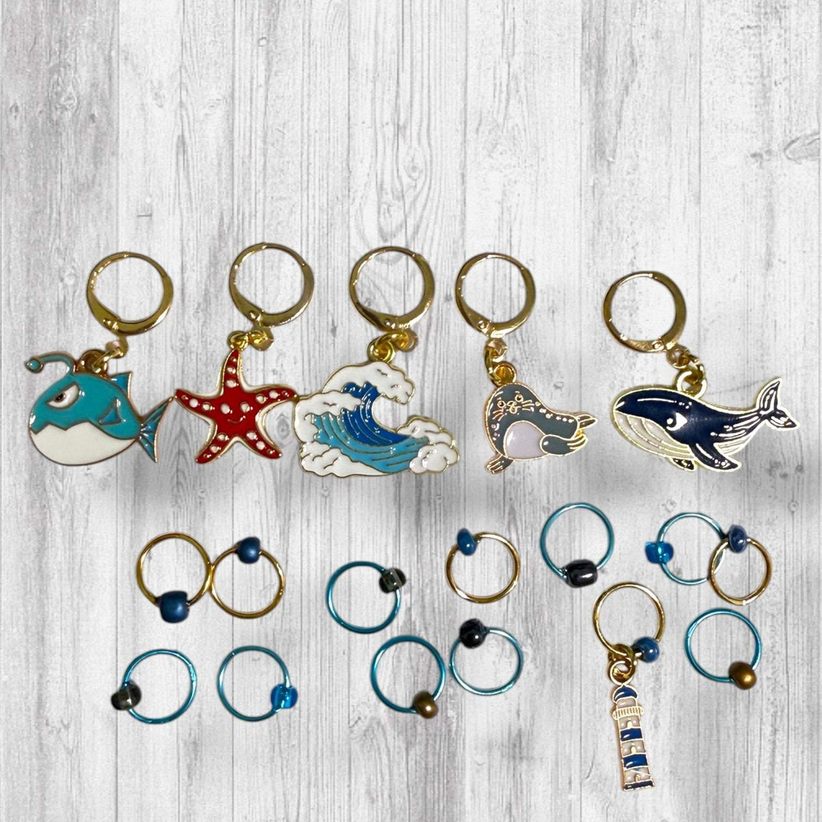 Sea Breeze Progress & Stitch Markers | Coastal Cast Ons Knitting Markers