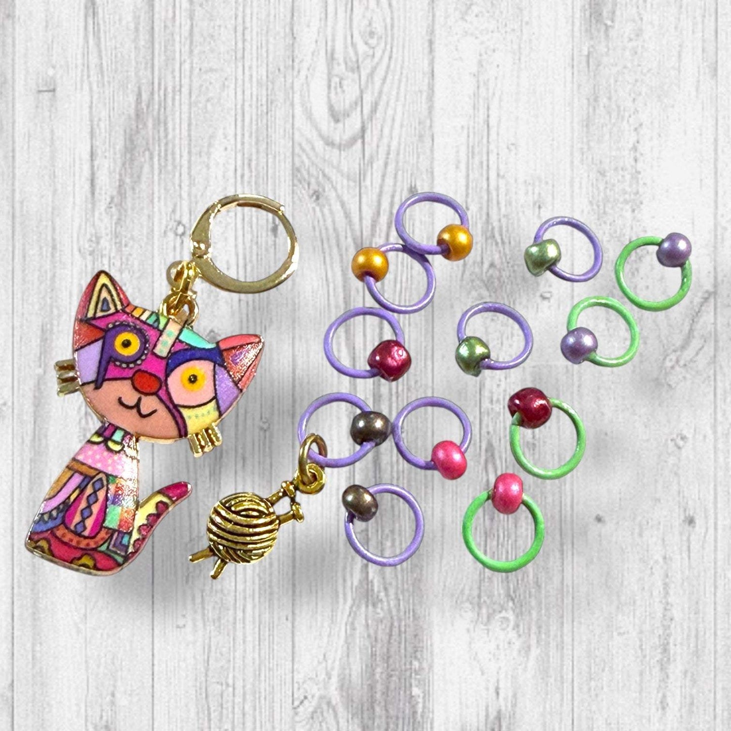 Cat Yarnival in the Yard Progress and Stitch Markers