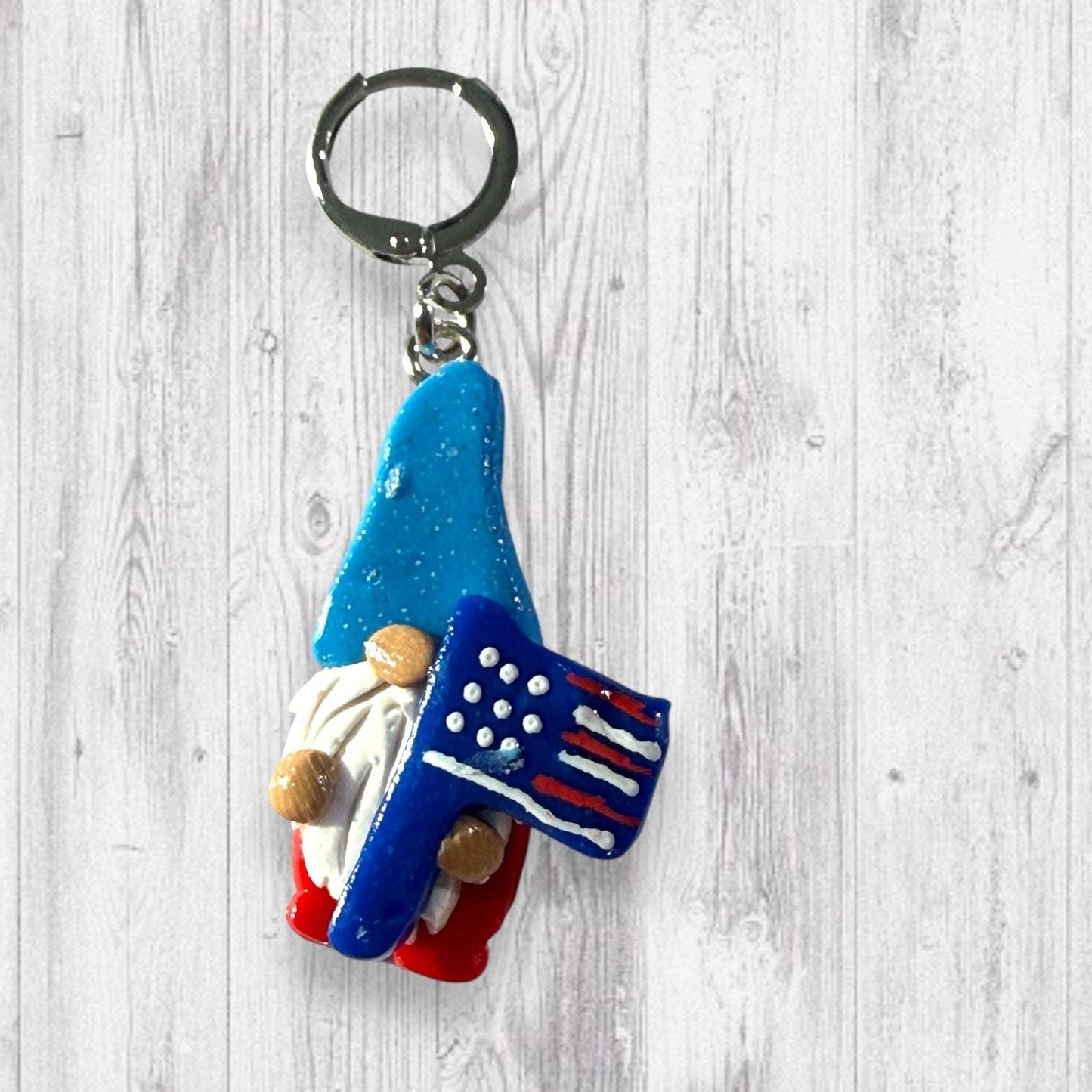 Red, White, and Gnome! Progress and Stitch Markers
