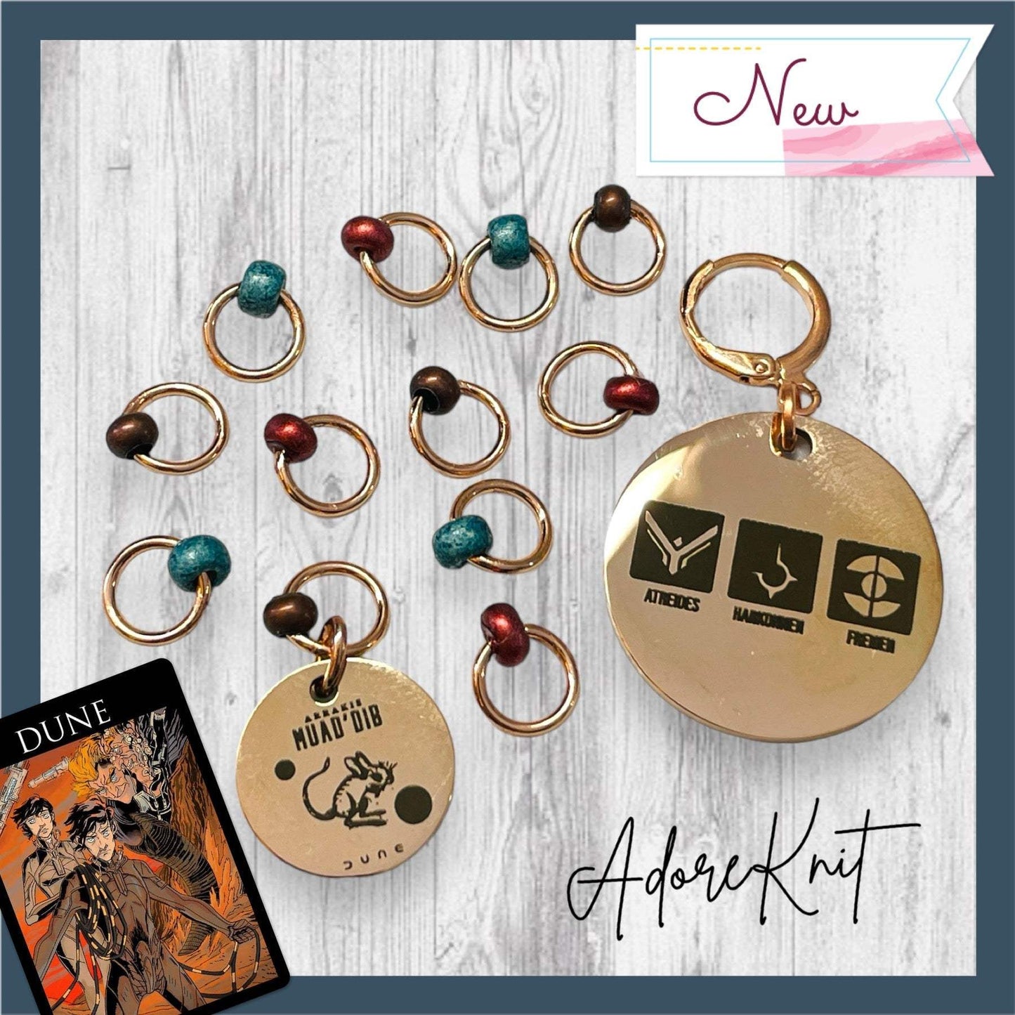 Arrakis Muad'Dib Progress and Stitch Markers - AdoreKnit