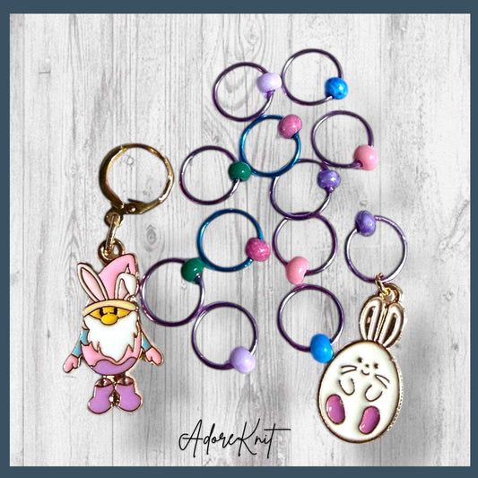 Gnomebody Found the Eggs Progress and Stitch Markers