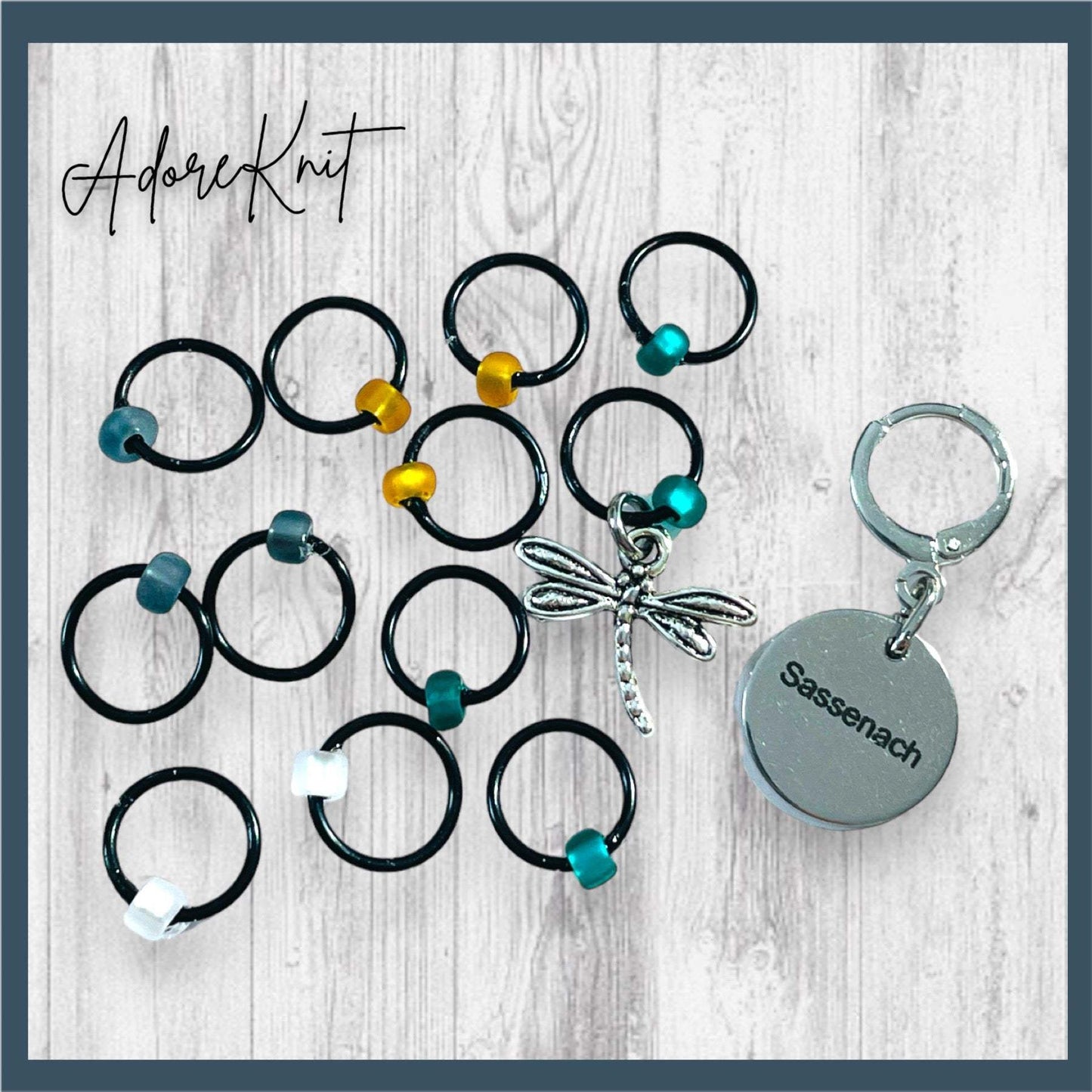 Sassenach Dragonfly and Knot Progress and Stitch Markers - AdoreKnit