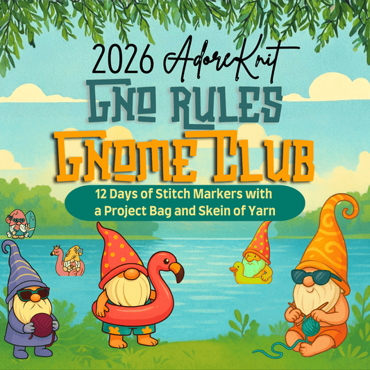 2026 GNo Rules GNOMES Countdown Club, 12 Days of Stitch & Progress Markers, Yarn, Project Bags
