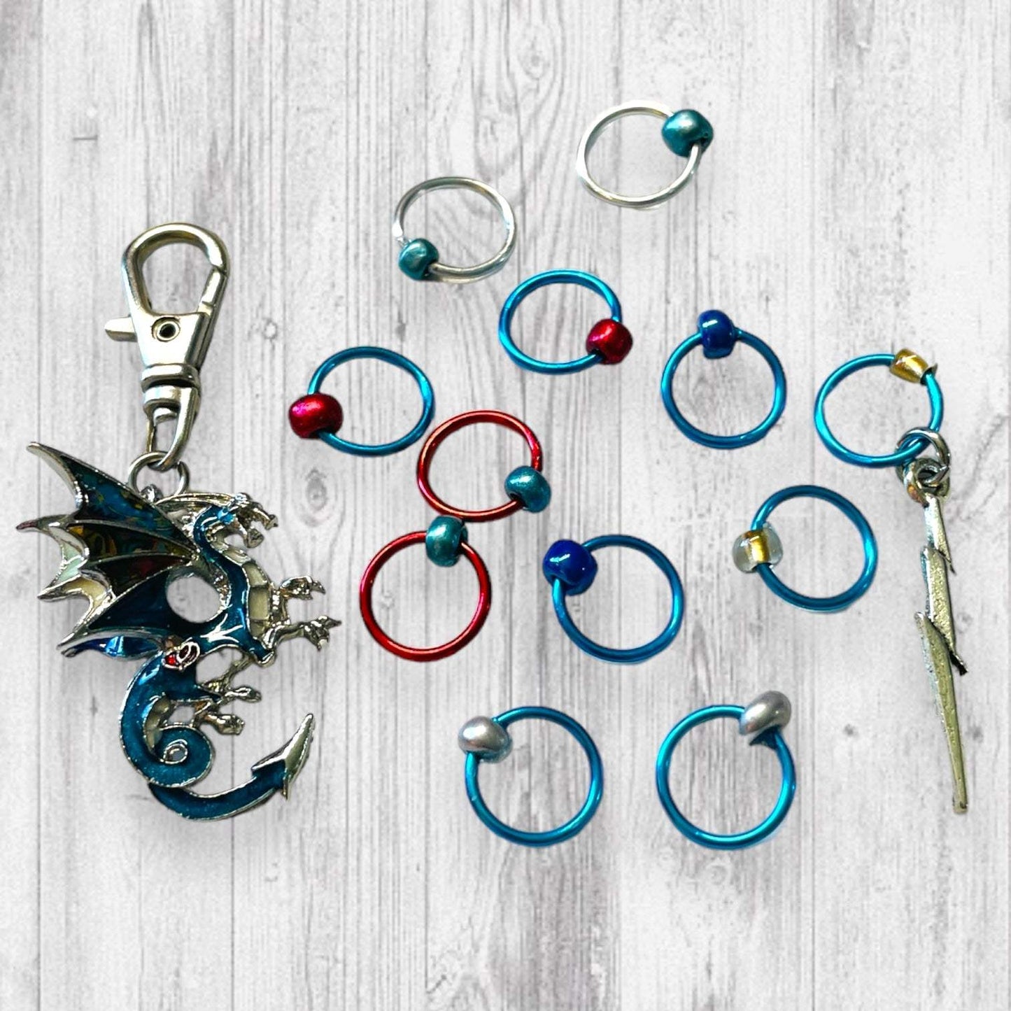 Dragons Exist Progress and Stitch Markers blue - AdoreKnit