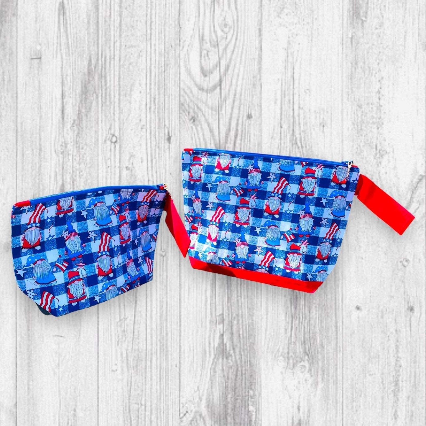 Red White and GNOME Project BagAdoreKnitIntroducing the Red White and GNOME Project Bag! Just in time for your Memorial Day and 4th of July knitting adventures! We think this is the perfect summer bag, iGNOME Project Bag