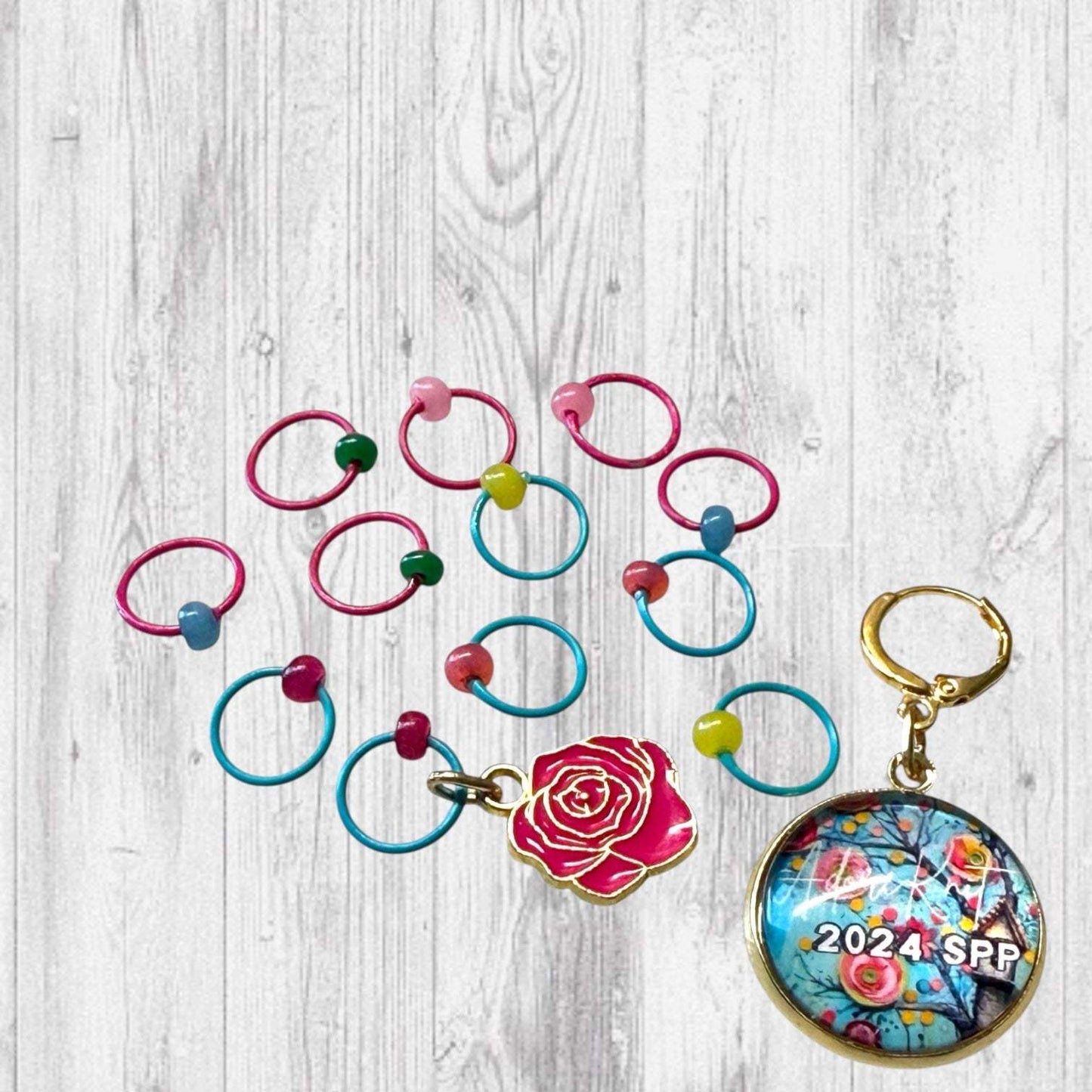 2025 Exclusive Splash Pad Party Cottage Blooms Collection Progress and Stitch Marker Set