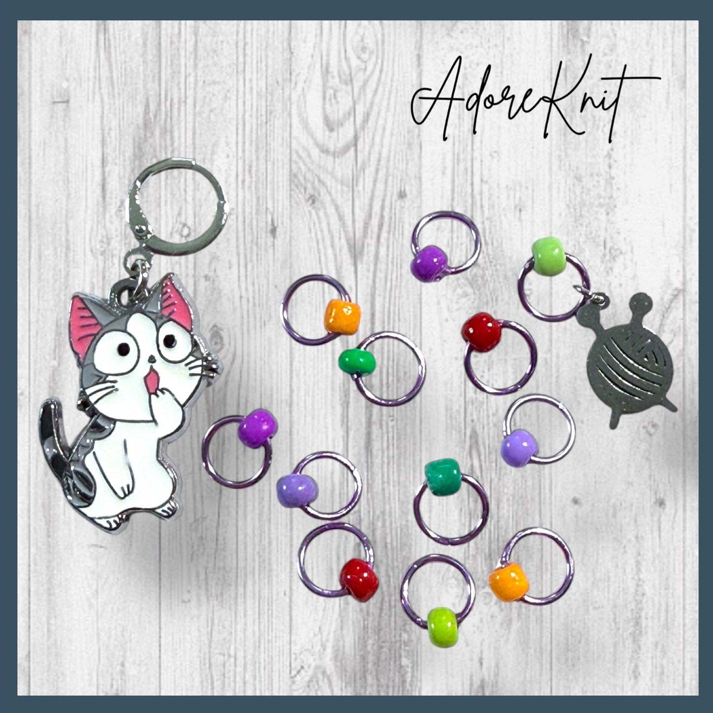 Tree Meowgicians Progress and Stitch Markers
