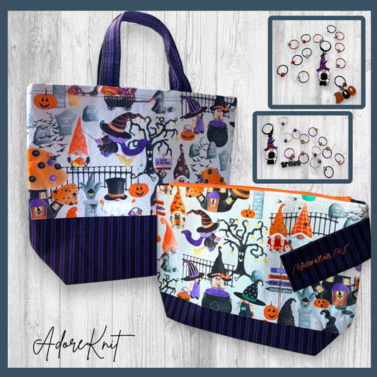 Boo, Gnomebody’s Home Progress and Stitch Marker Set