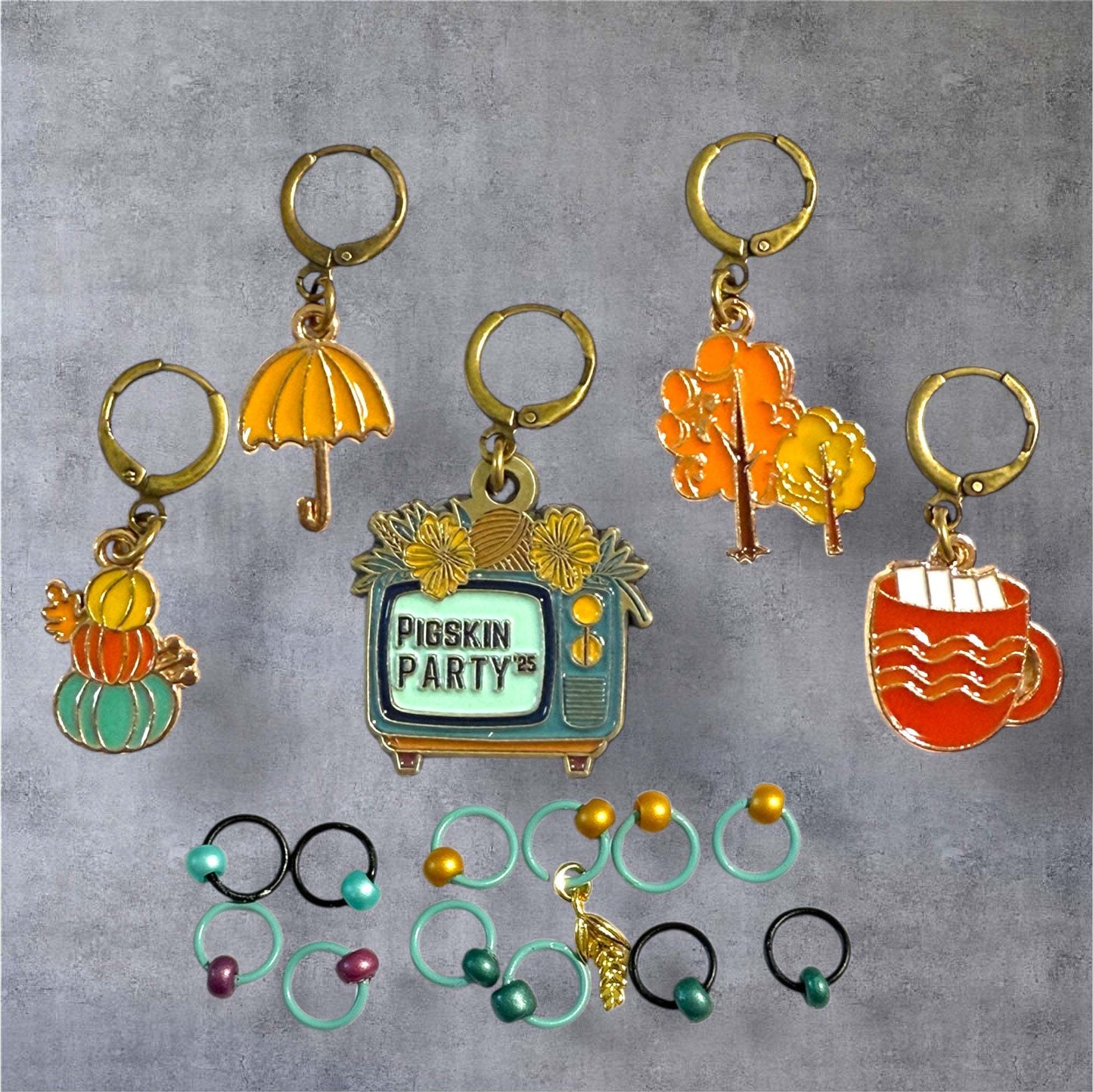 AdoreKnit 2025 Exclusive Pigskin Party Progress & Stitch Marker Set