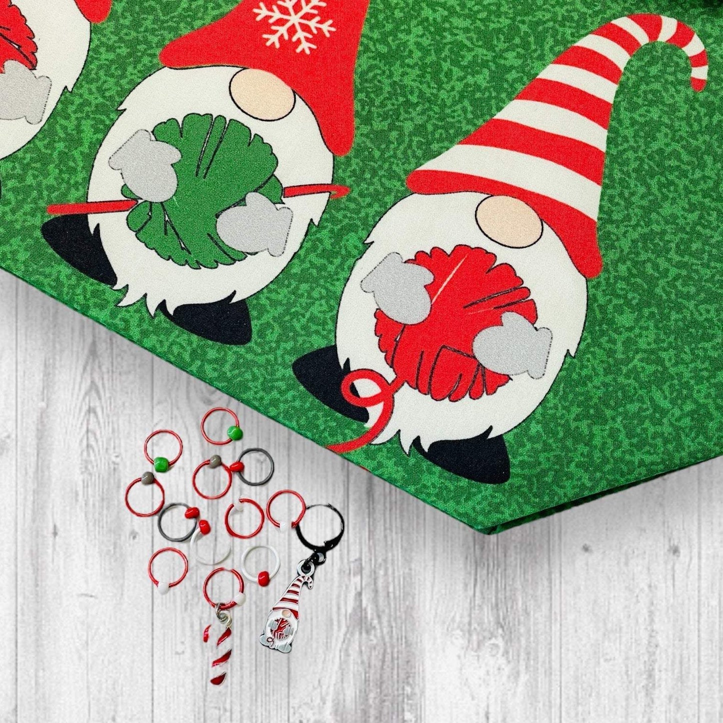 Peppermint Gnome Progress and Stitch Markers too - AdoreKnit