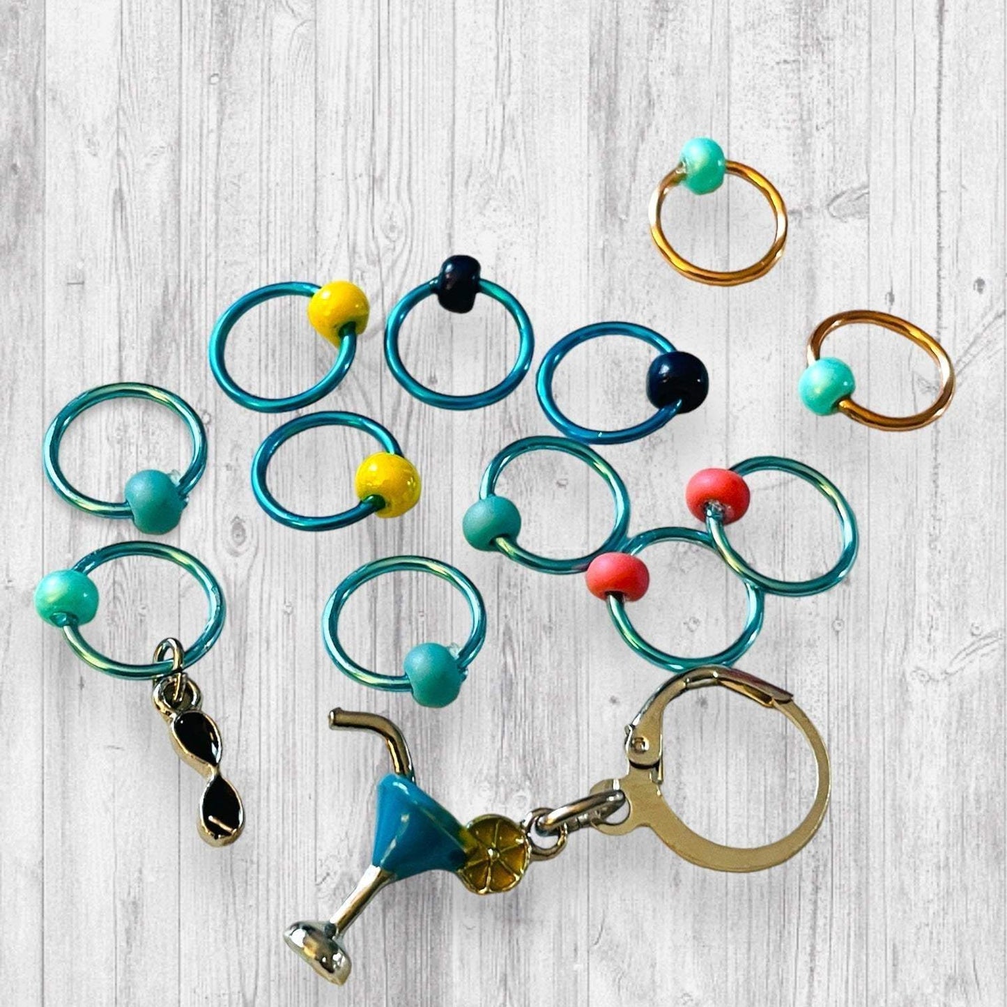 Cocktail Hour with Friends Progress & Stitch Markers medium