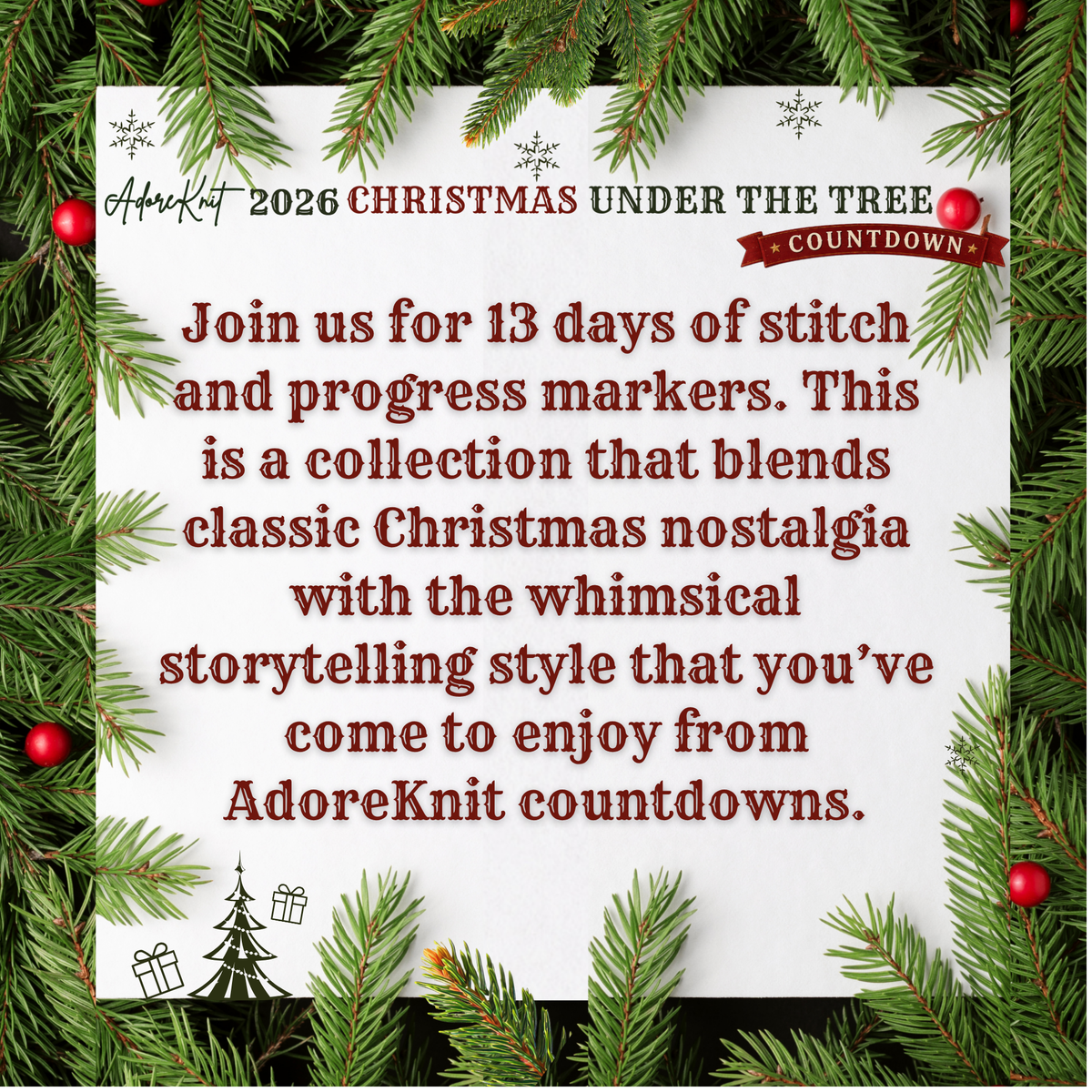 2026 Christmas Under the Tree Countdown | Christmas Stitch Marker Advent | AdoreKnit