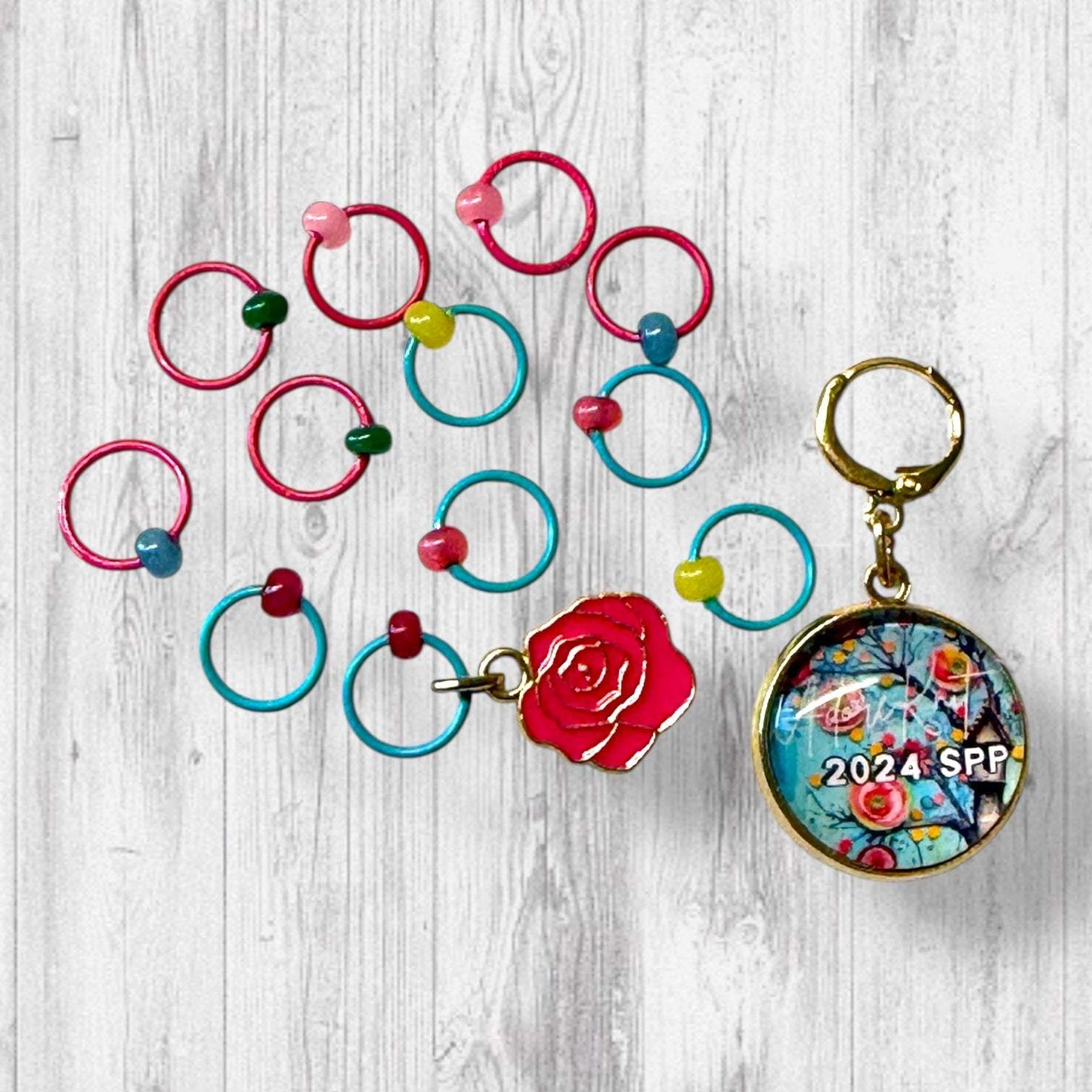 2025 Exclusive Splash Pad Party Cottage Blooms Collection Progress and Stitch Marker Set
