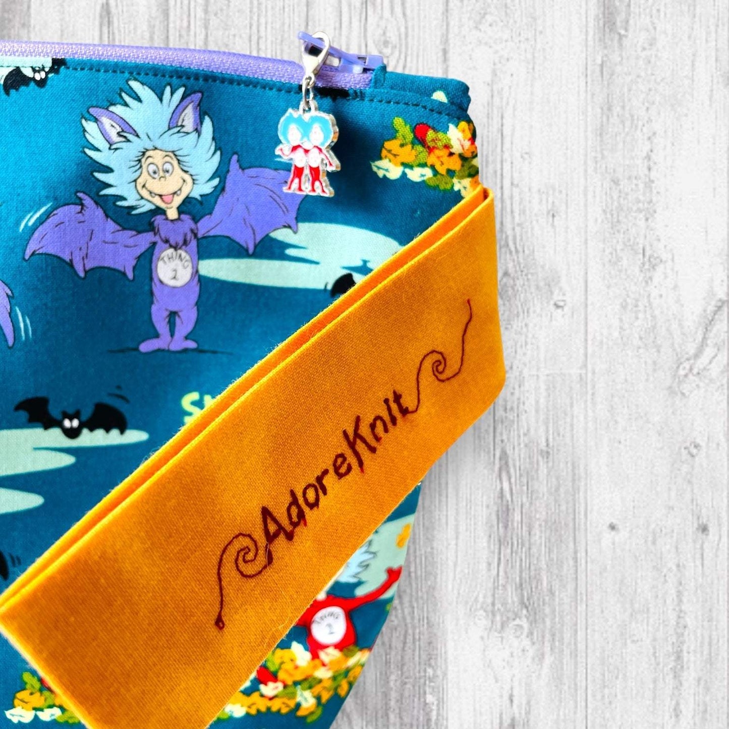 Dr. Seuss Things Project BagAdoreKnitDr. Seuss Things Project Bag! Part of our 2024 Dr. Seuss inspired collection, this is the first of two project bag designs available. Check out the other bag and alSeuss Things Project Bag