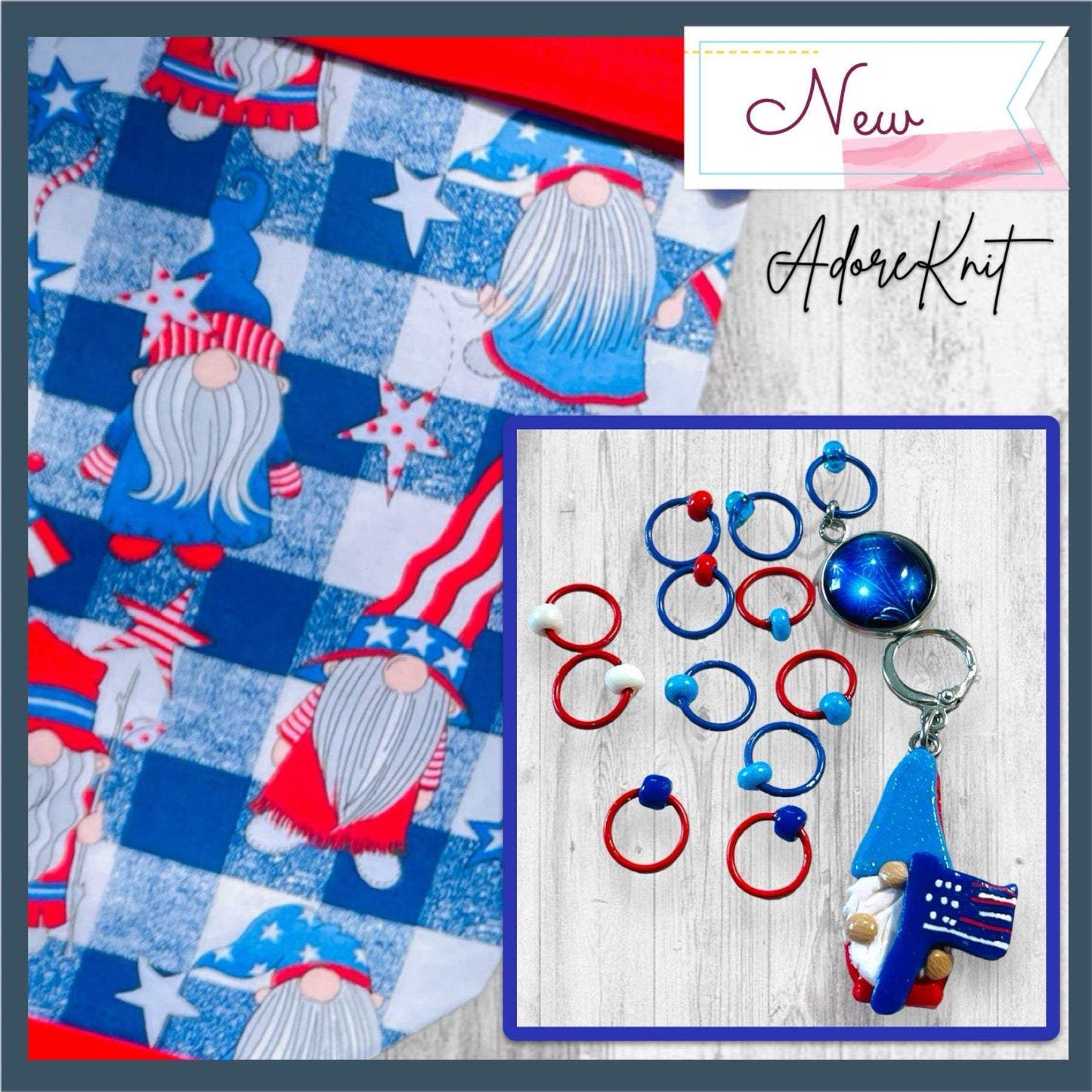 Red White and Gnome! Progress and Stitch Markers - AdoreKnit