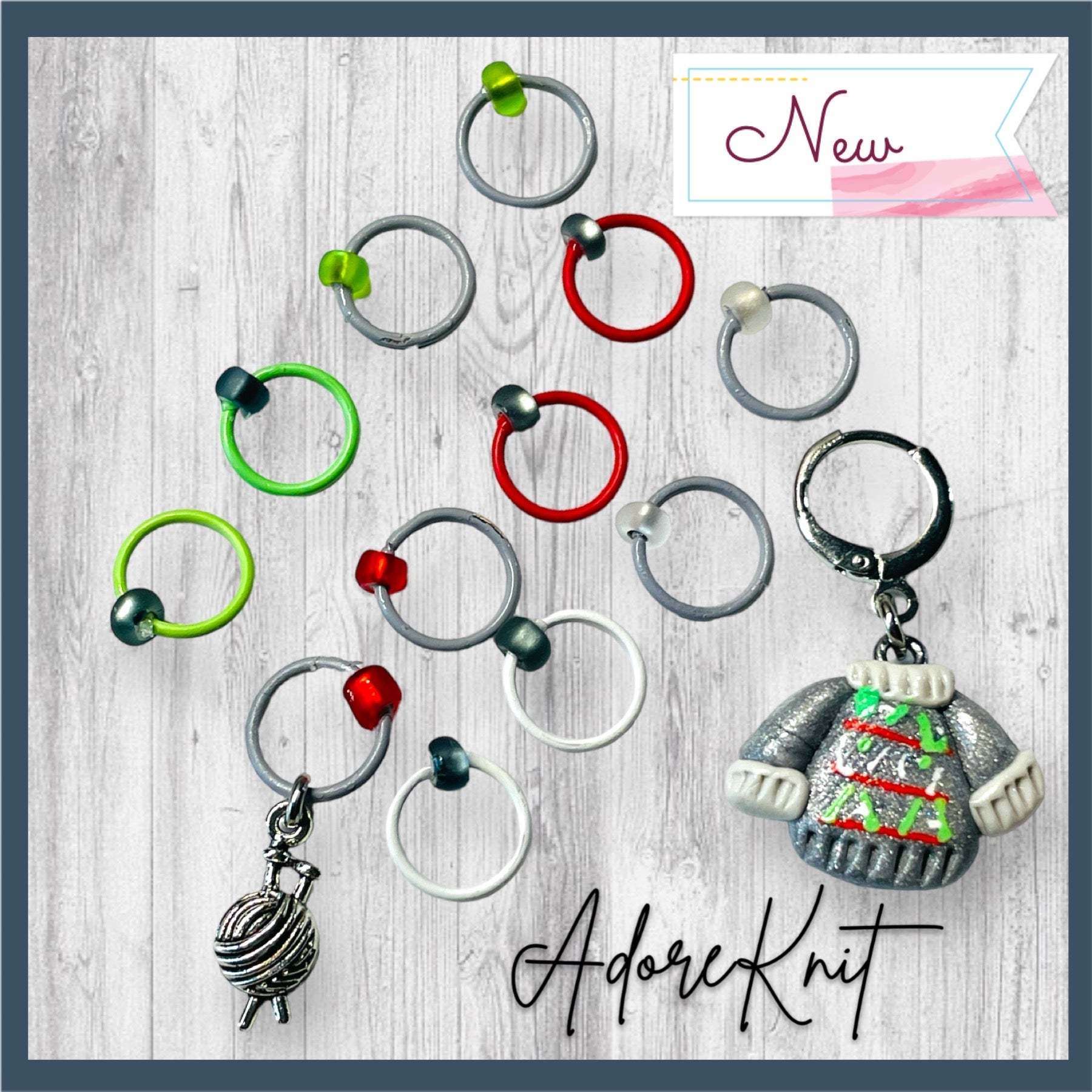 Colorwork Sweater Progress and Stitch Markers Christmas Yarn - AdoreKnit