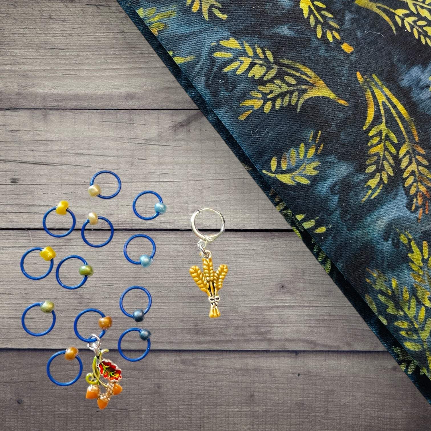 Fall Wheat Harvest Blue Chartreuse Progress and Stitch Marker Set 2023AdoreKnitThe 2023 AdoreKnit Exclusive Pigskin Party Fall Wheat Harvest Blue Progress and Stitch Marker Set!  This year the AdoreKnit Exclusive collection includes Pigskin ParFall Wheat Harvest Blue Chartreuse Progress