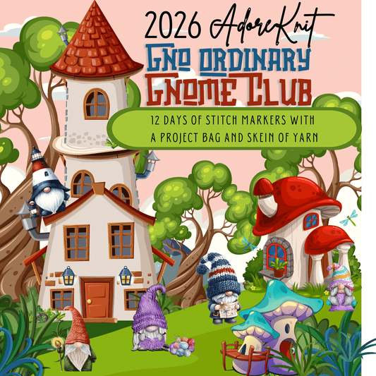 2026 GNo Ordinary GNOMES Countdown Club, 12 Days of Stitch & Progress Markers, Yarn, Project Bags