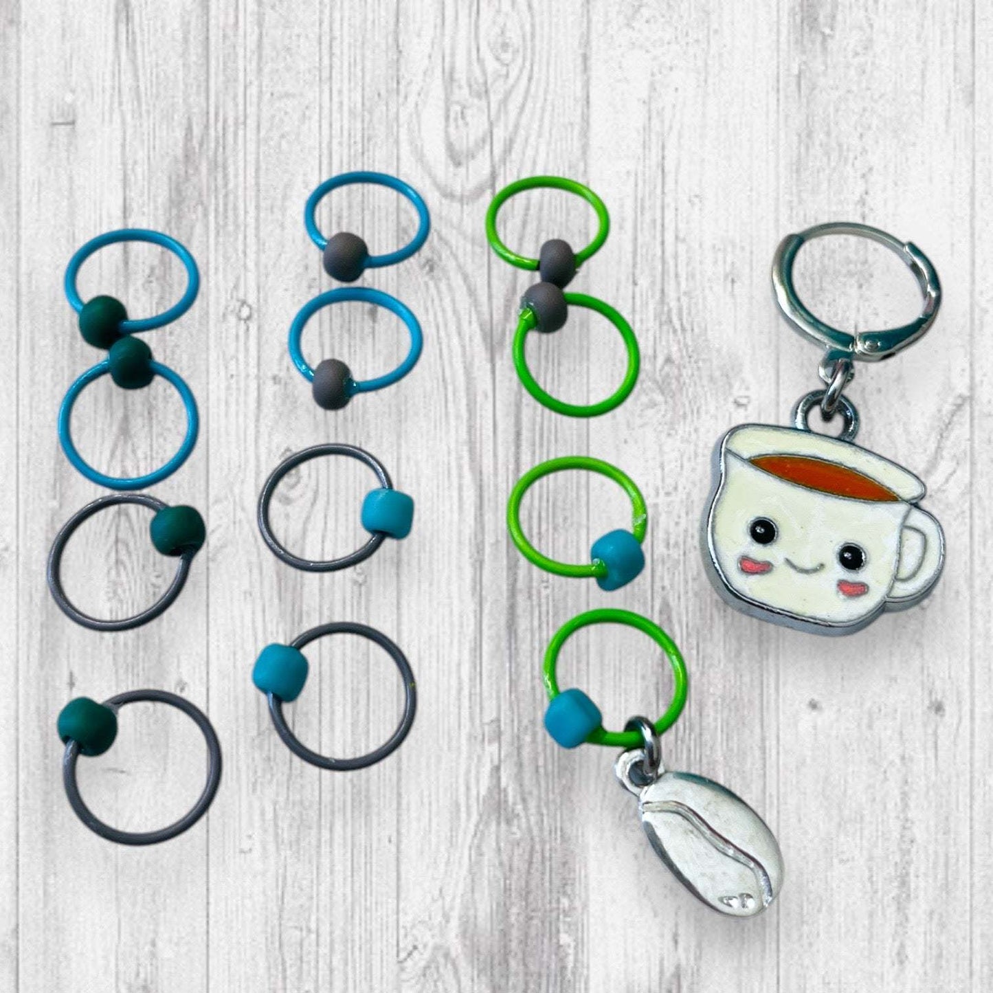 A Happy Little Cup of Coffee Progress and Stitch Markers
