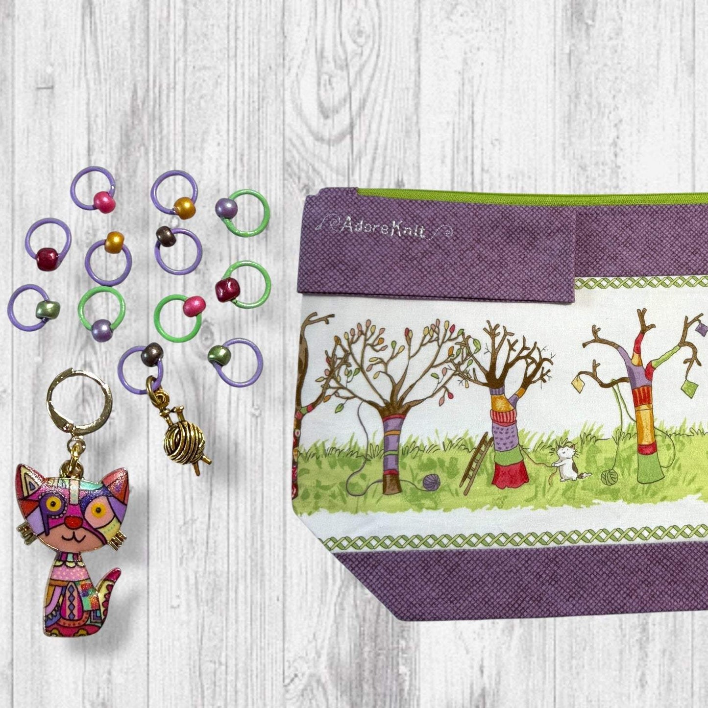 Cat Yarnival in the Yard Progress and Stitch Markers