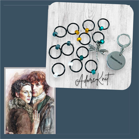 Sassenach Dragonfly and Knot Progress and Stitch Markers - AdoreKnit