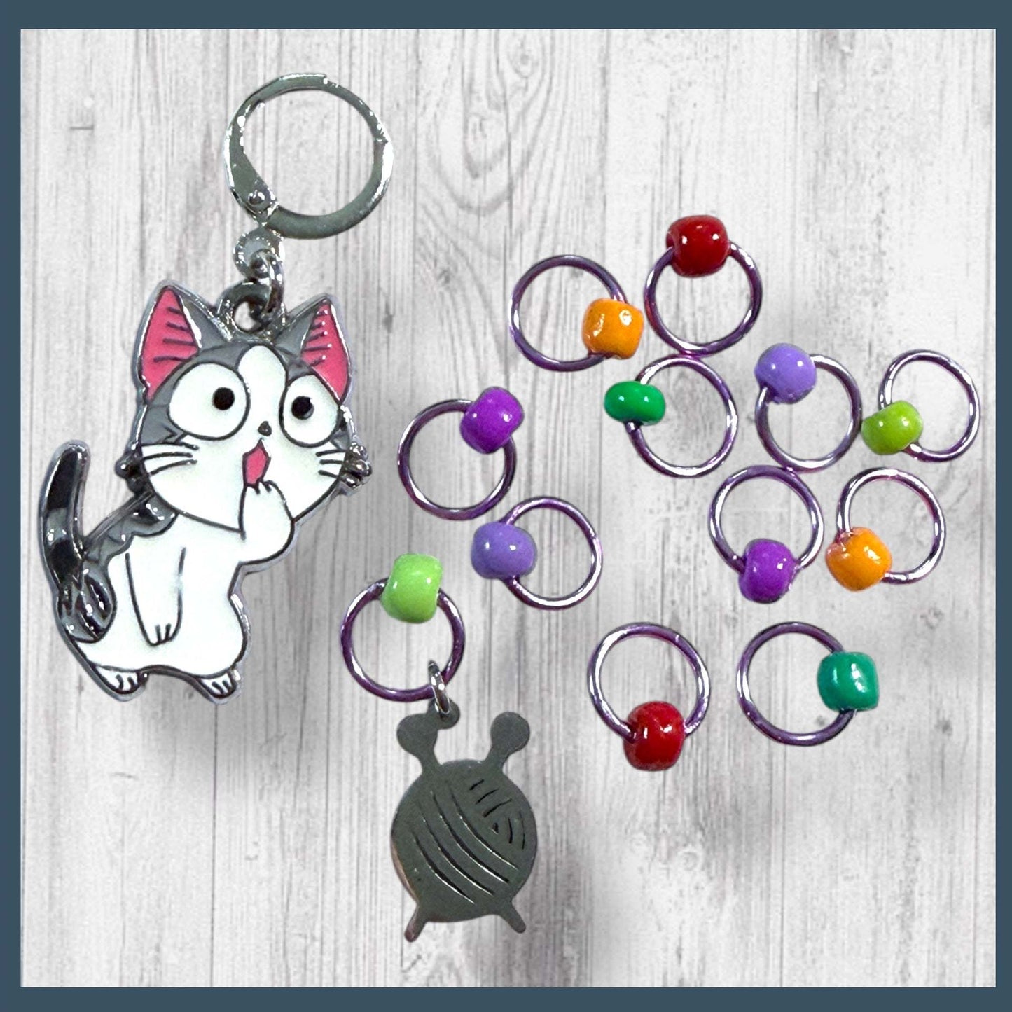 Tree Meowgicians Progress and Stitch Markers