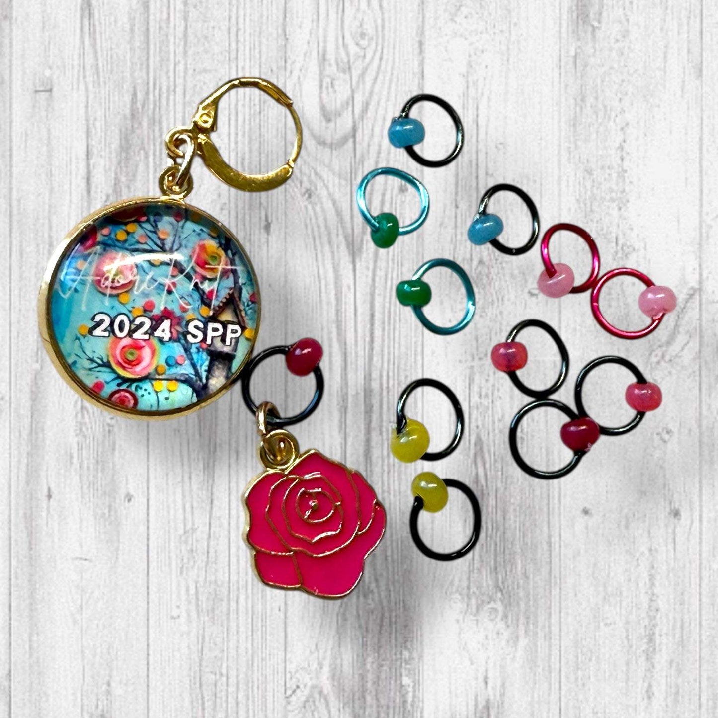 2025 Exclusive Splash Pad Party Cottage Blooms Collection Progress and Stitch Marker Set