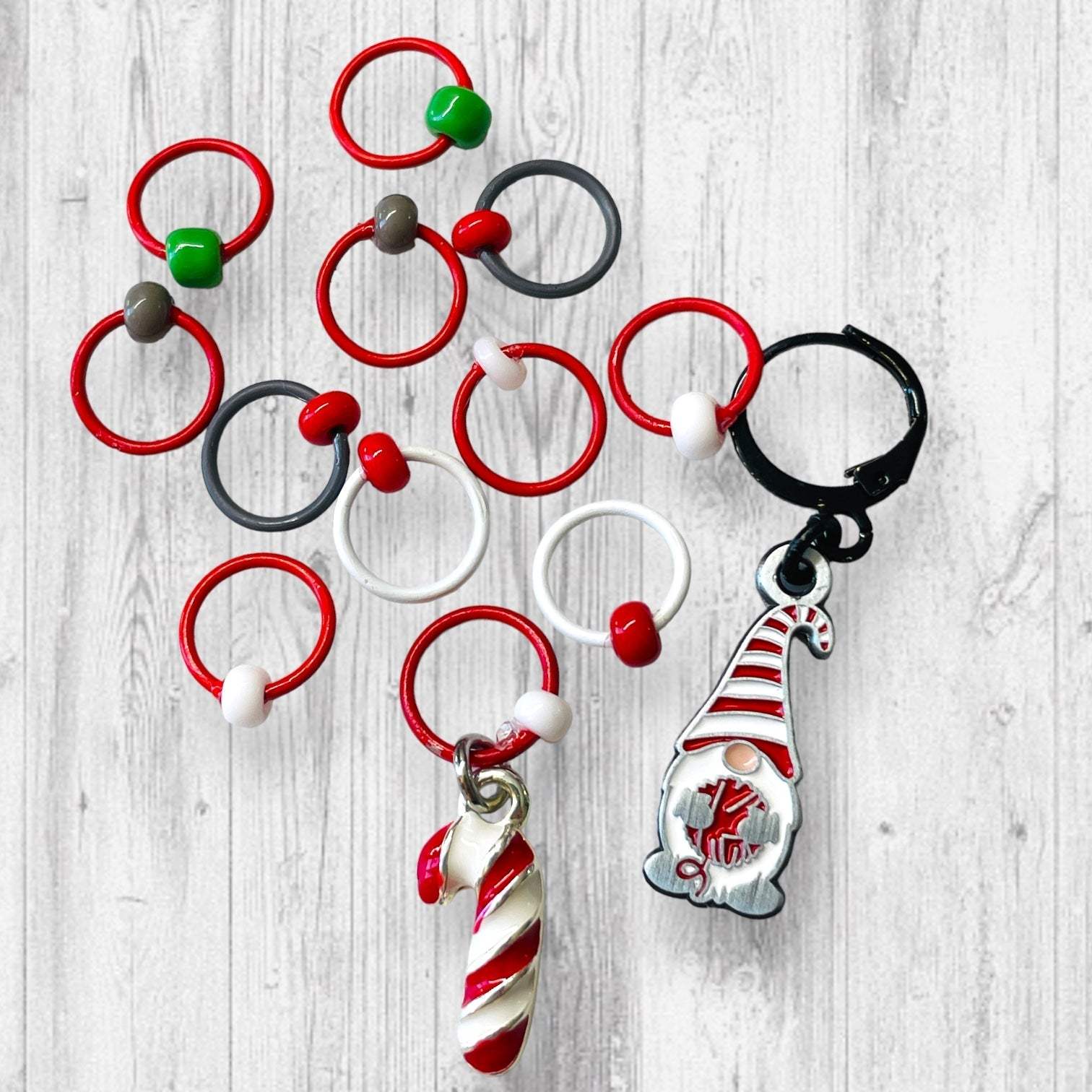 Peppermint Gnome Progress and Stitch Markers too - AdoreKnit