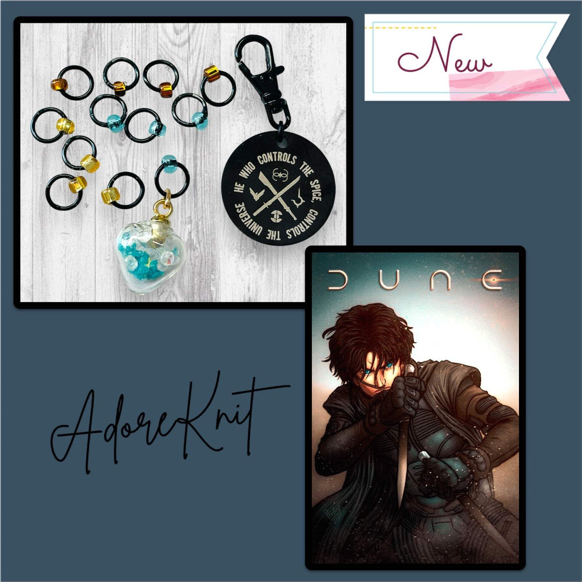 He Who Controls the Spice Progress and Spice Stitch MarkersAdoreKnitHe Who Controls the Spice Progress and Stitch Marker Set. Inspired by the Frank Herbert's classic novel Dune. 2 of 4 marker sets in the Dune Collection created forSpice Stitch Markers