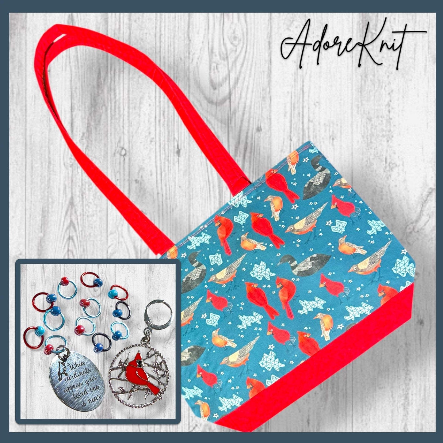 Red Feathers Warm Hearts Progress and Stitch Markers