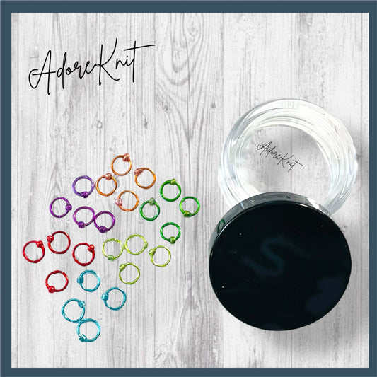 Sock Knitter's Companion Tiny Stitch Markers with Marker Container Black with Metallic Rainbow