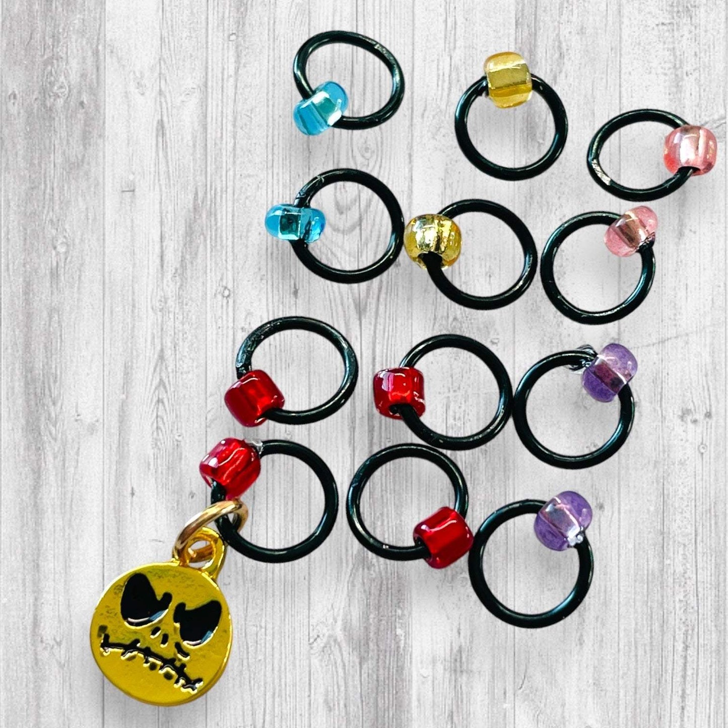 This is Halloween Progress and stitch markers - AdoreKnit