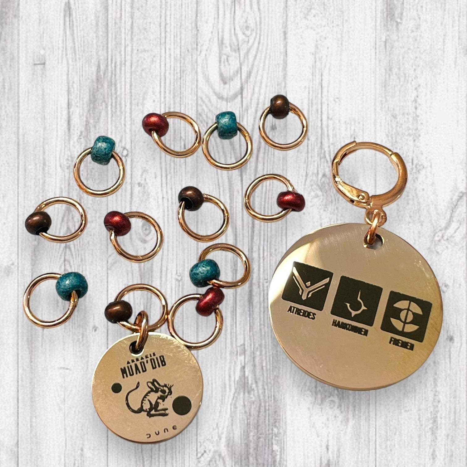 Arrakis Muad'Dib Progress and Stitch Markers - AdoreKnit
