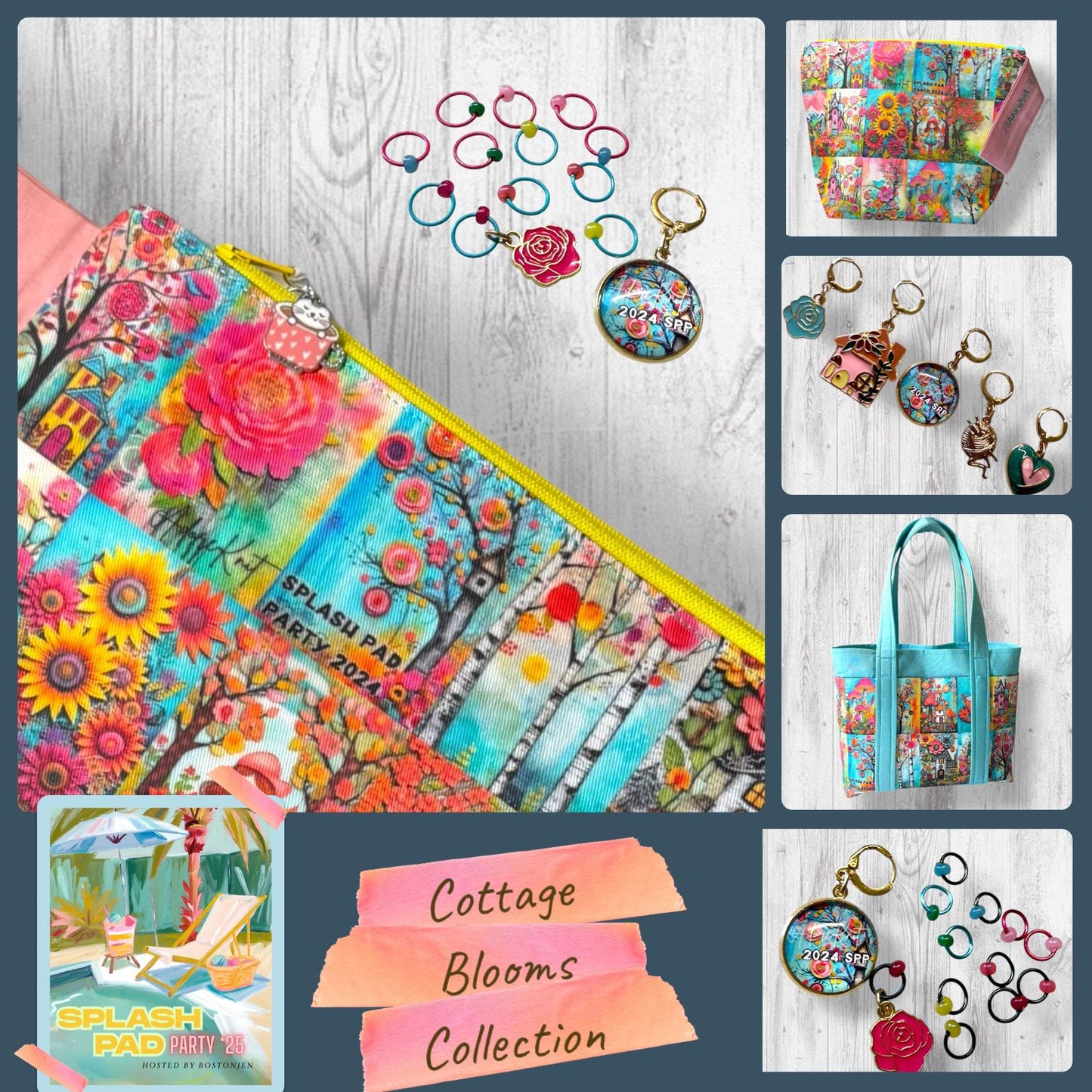 2025 Exclusive Splash Pad Party Cottage Blooms Collection Carry All Project Bag