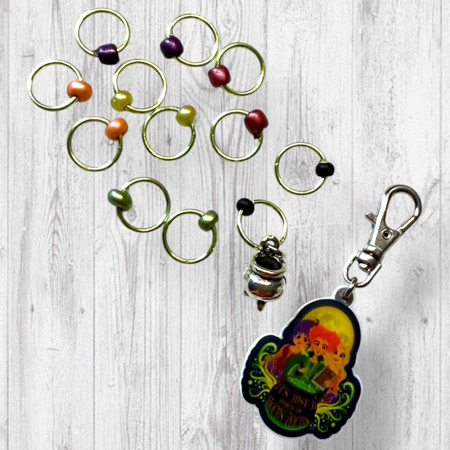 Sisters of Salem Progress and Stitch Markers