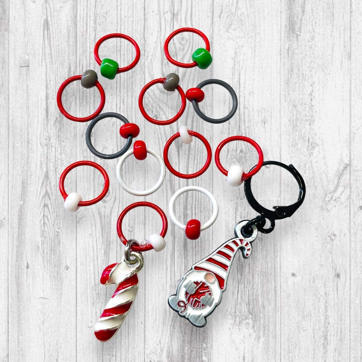 Peppermint Gnome Progress and Stitch Markers too - AdoreKnit