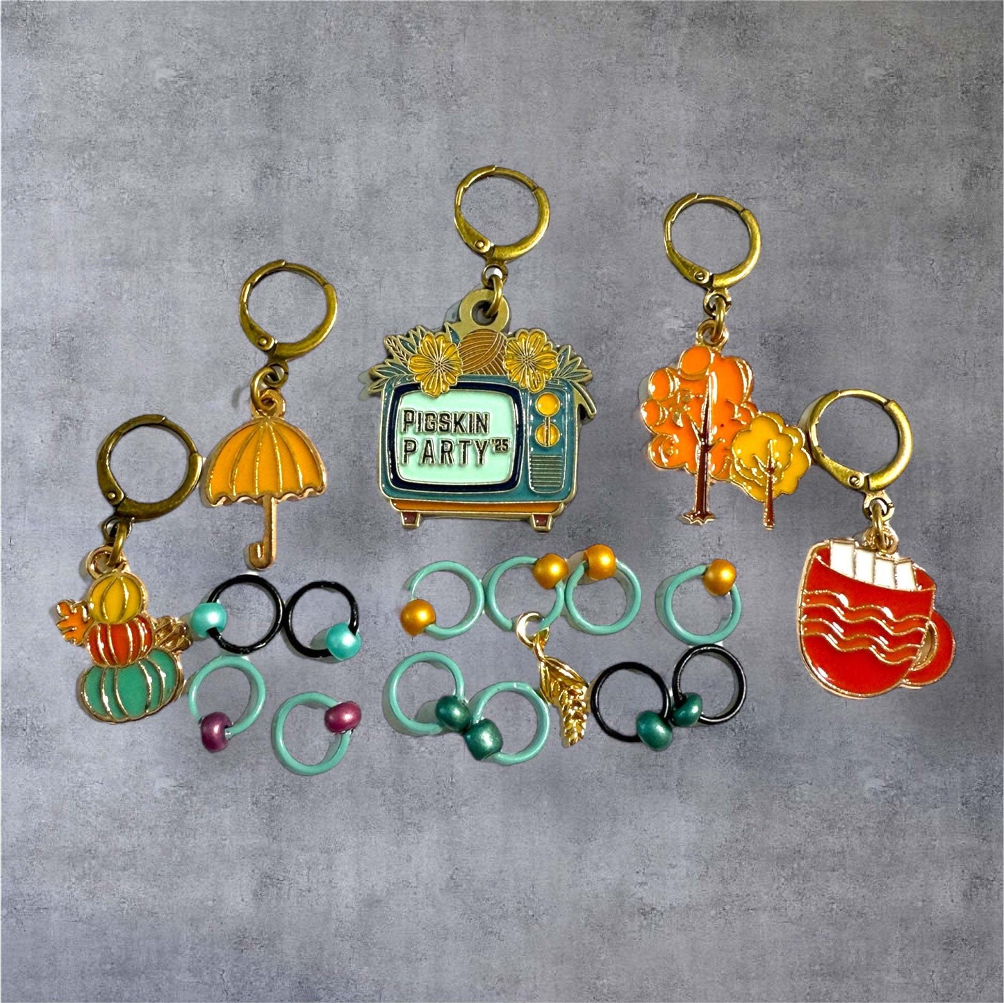 AdoreKnit 2025 Exclusive Pigskin Party Progress & Stitch Marker Set