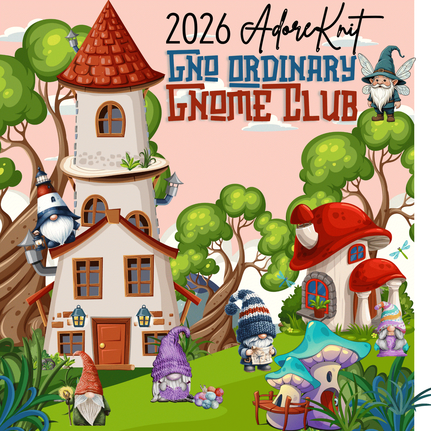 2026 GNo Ordinary GNOMES Countdown Club, 12 Days of Stitch & Progress Markers, Yarn, Project Bags