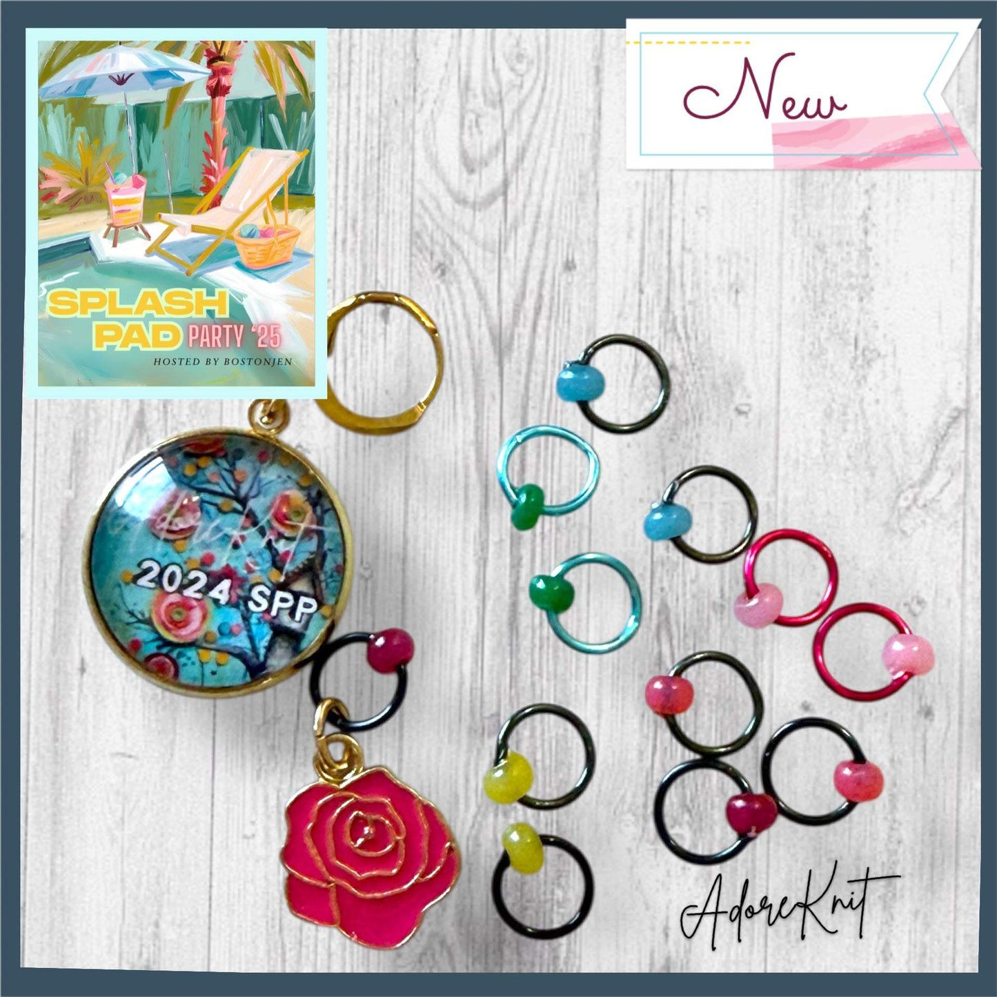2025 Exclusive Splash Pad Party Cottage Blooms Collection Progress and Stitch Marker Set