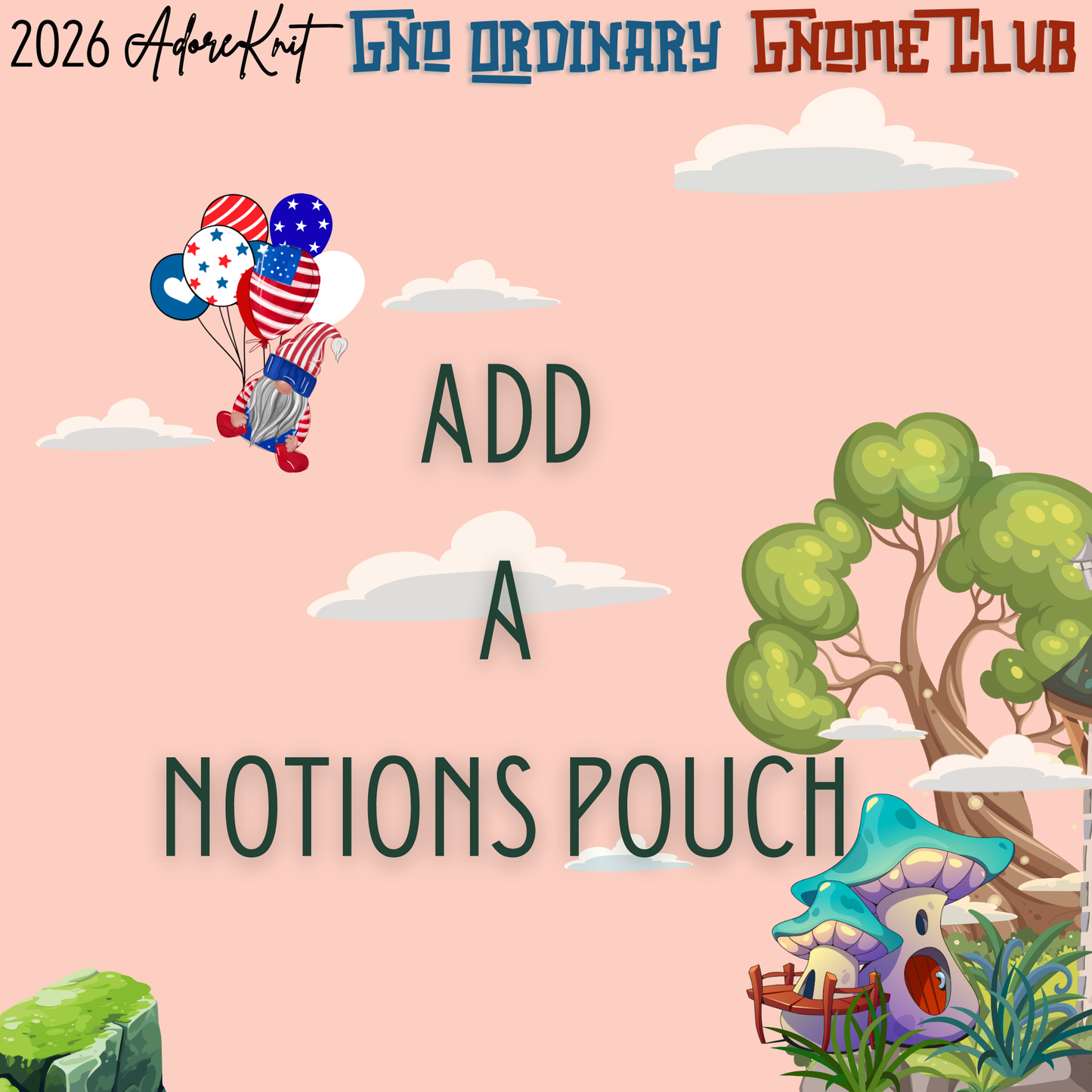 2026 GNo Ordinary GNOMES Countdown Club, 12 Days of Stitch & Progress Markers, Yarn, Project Bags