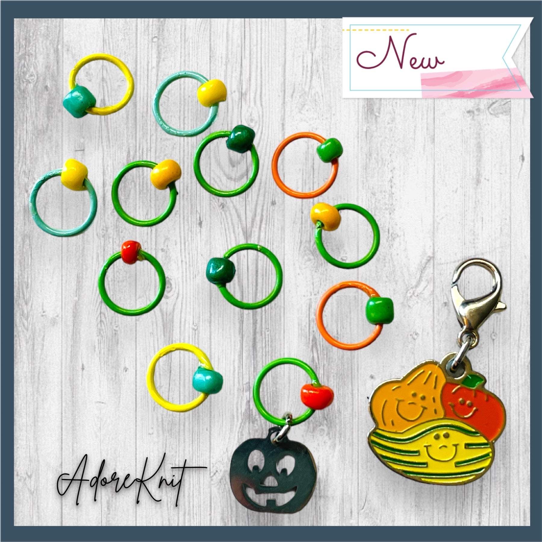 Decorative Gourd Season Progress and Stitch Markers - AdoreKnit