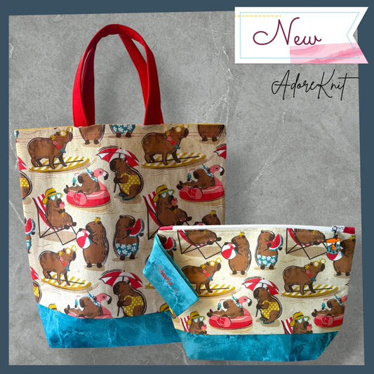 Sun Soaked Capybaras Project Bag | Summer Stitch Knitting Yarn Bag